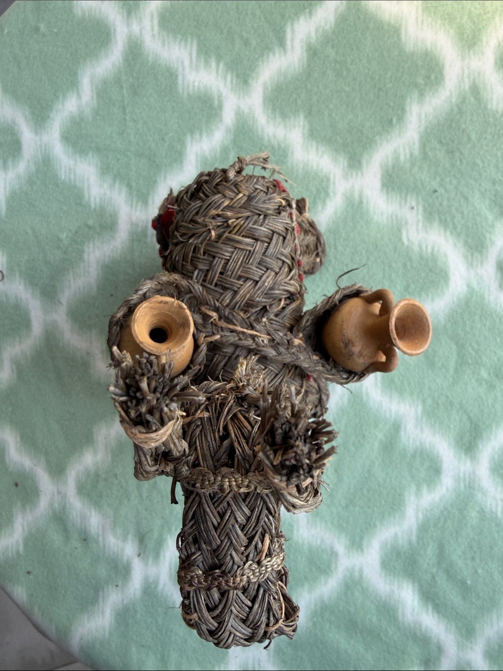 Vintage Handwoven Brown Donkey Figurine with Mini Clay Pots - Artisan Home Art - Picture 5 of 7